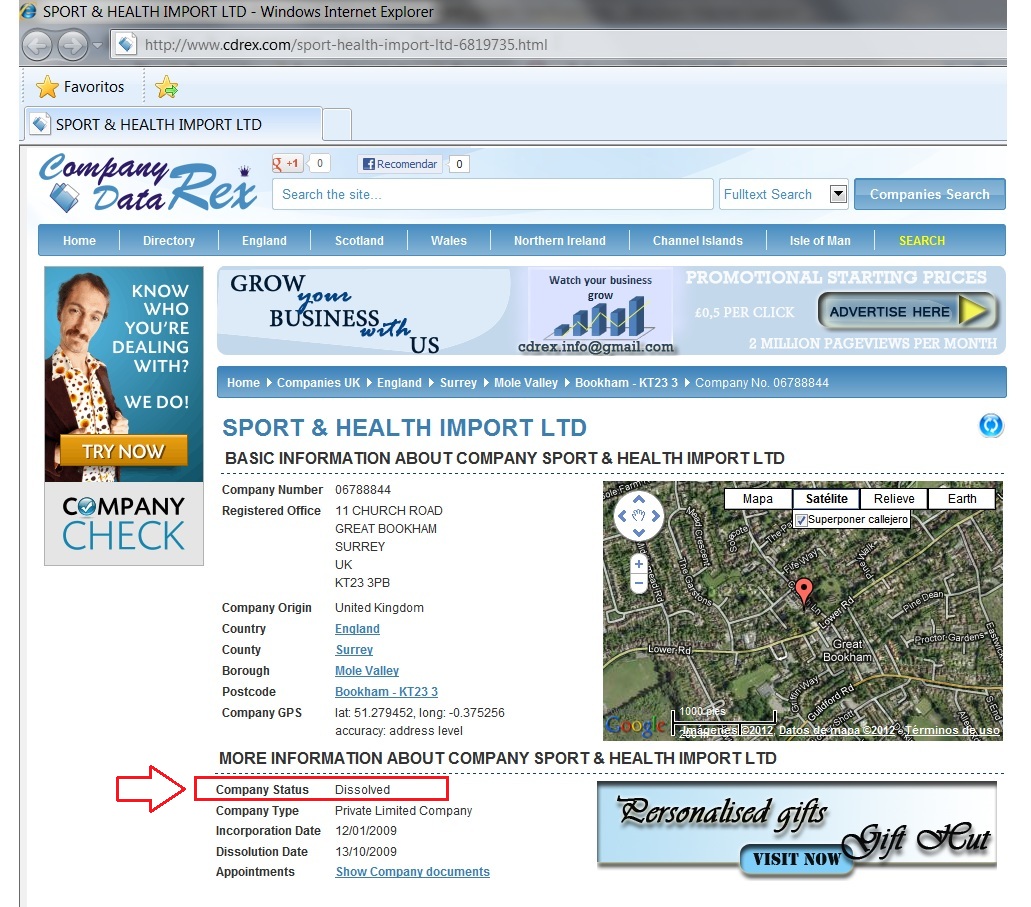 BASIC INFORMATION ABOUT COMPANY SPORT & HEALTH IMPORT LTD BASIC INFORMATION ABOUT COMPANY SPORT & HEALTH IMPORT LTD