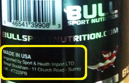 Etiqueta BULL Sport Nutrition Etiqueta BULL Sport Nutrition