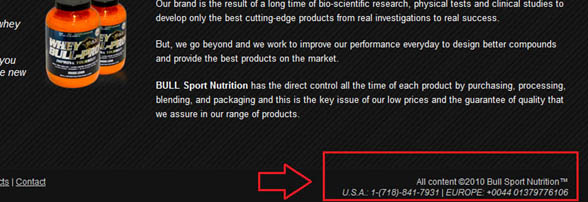 Teléfonos (virtuales) de Bull Sport Nutrtion Teléfonos (virtuales) de Bull Sport Nutrtion